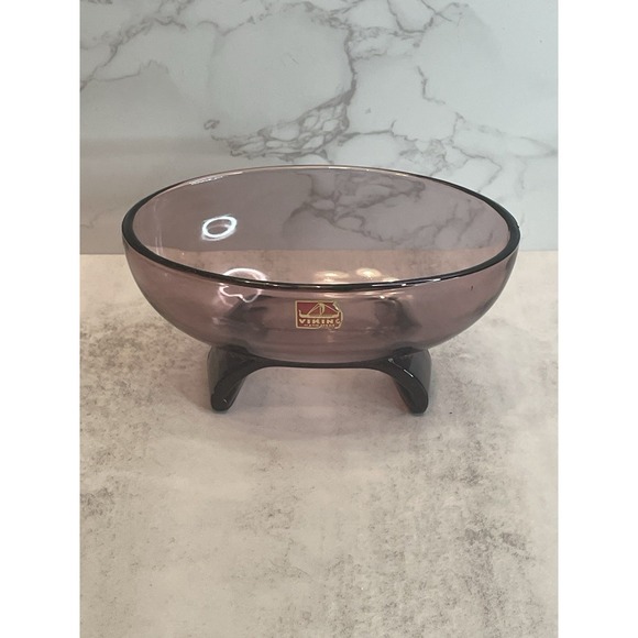 Vtg Viking Amethyst Scroll Oval Bowl Hand Made - Picture 3 of 9